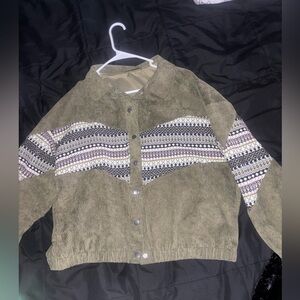 SHEIN Olive Green Corduroy Jacket